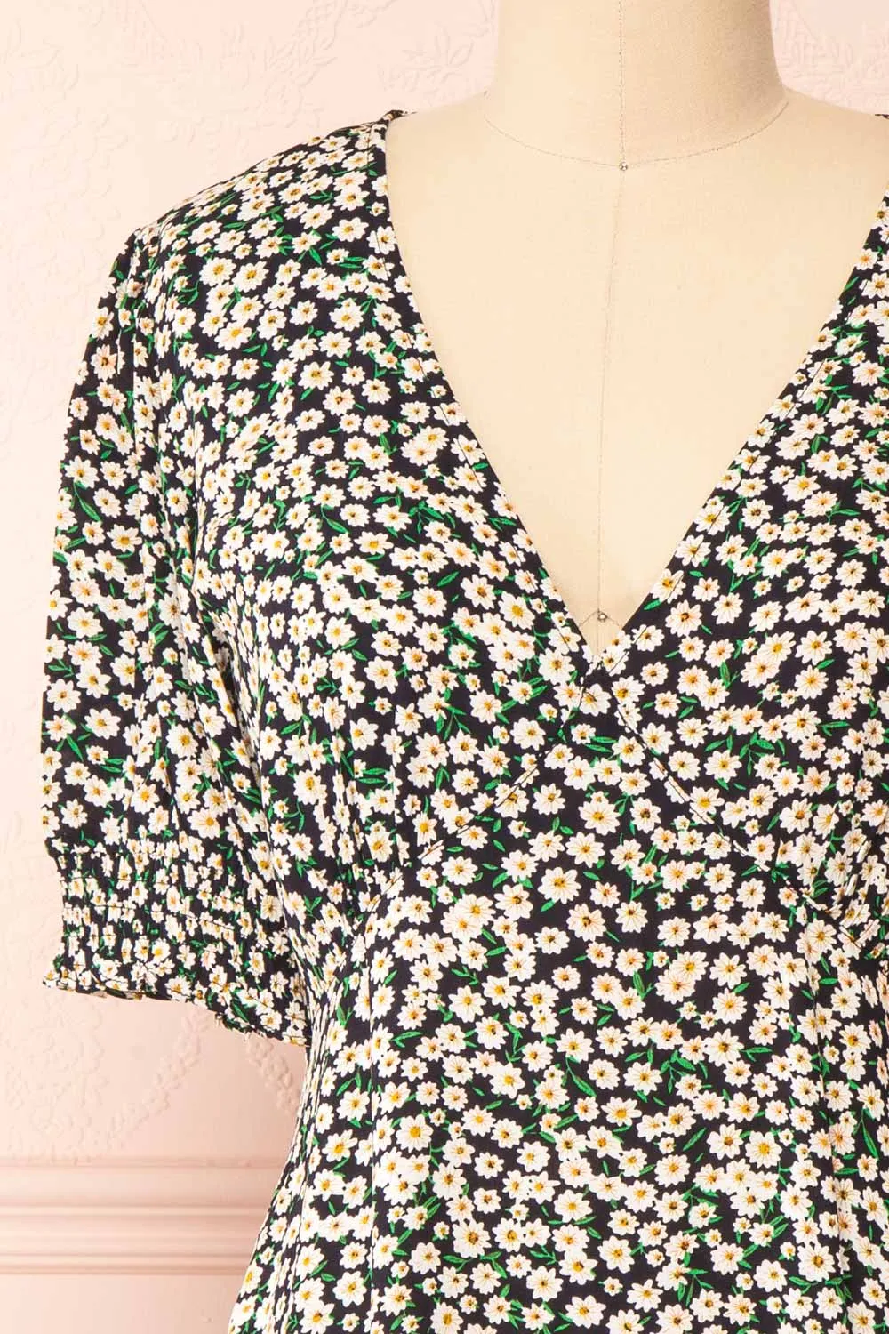 Laime | Short Black Floral Dress