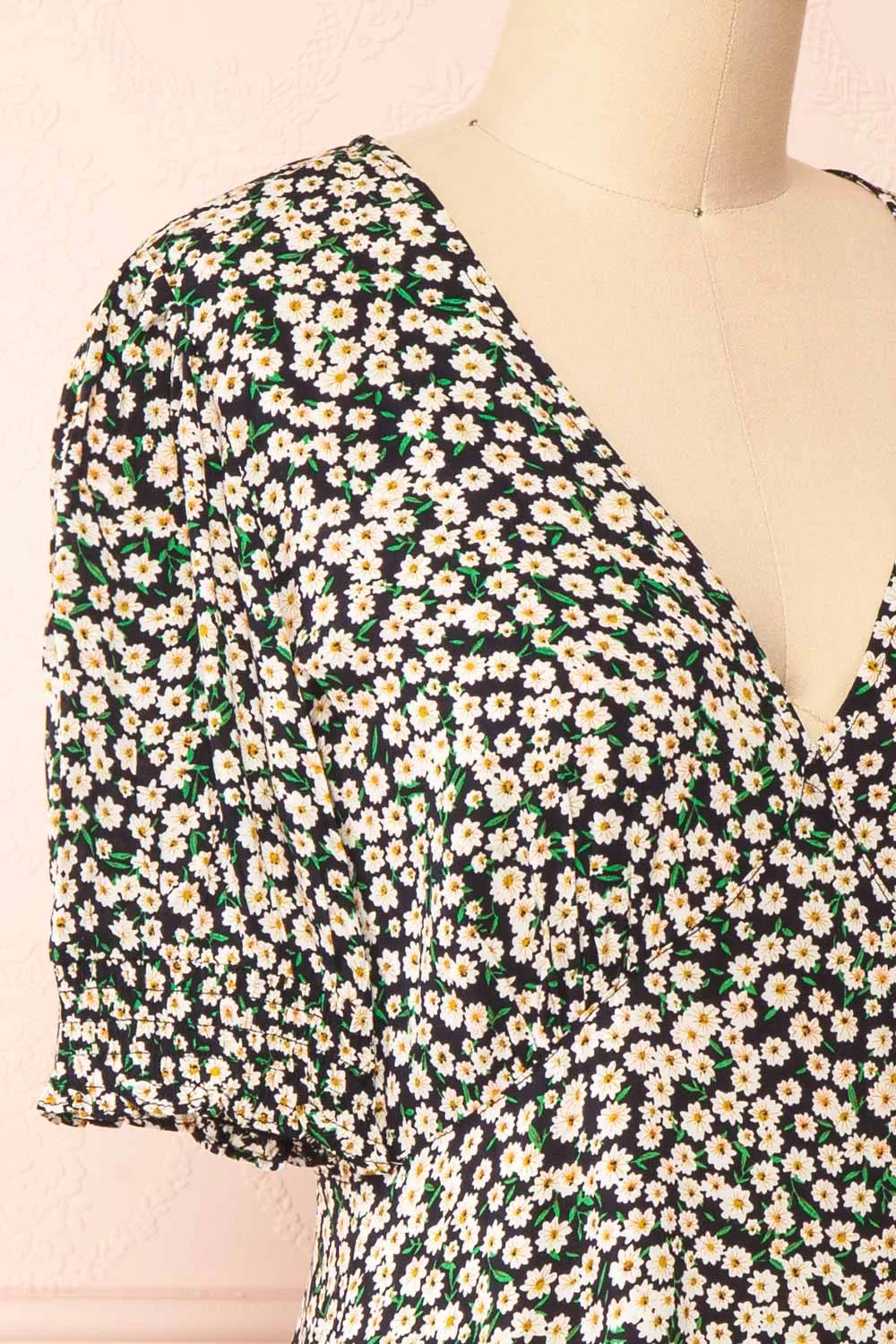 Laime | Short Black Floral Dress