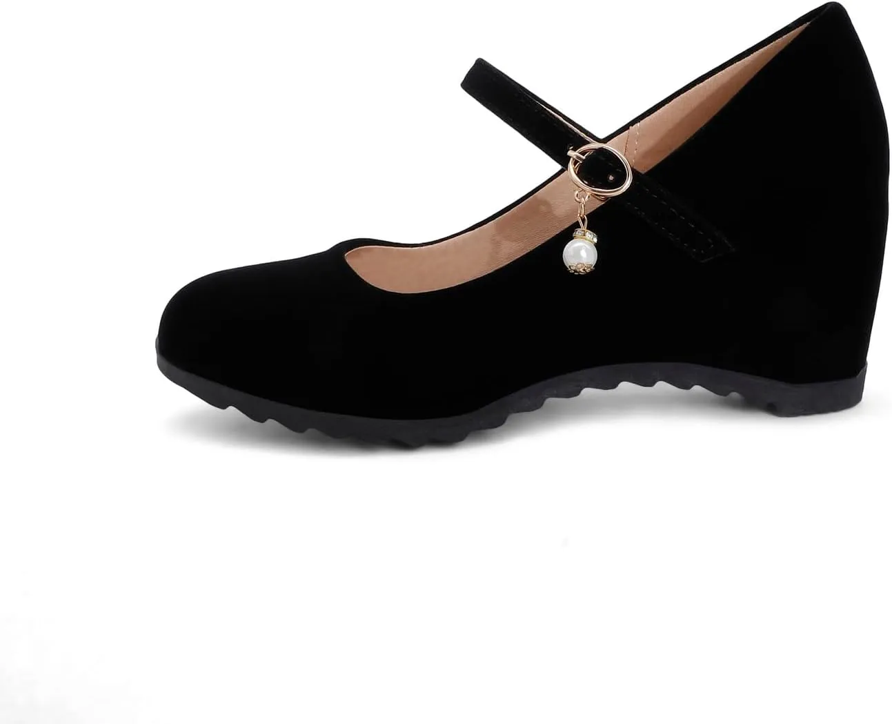 LISYIIZ Women's PS349 Closed Toe Tuxedo Dance Ballroom Suede Mid Wedge Pumps