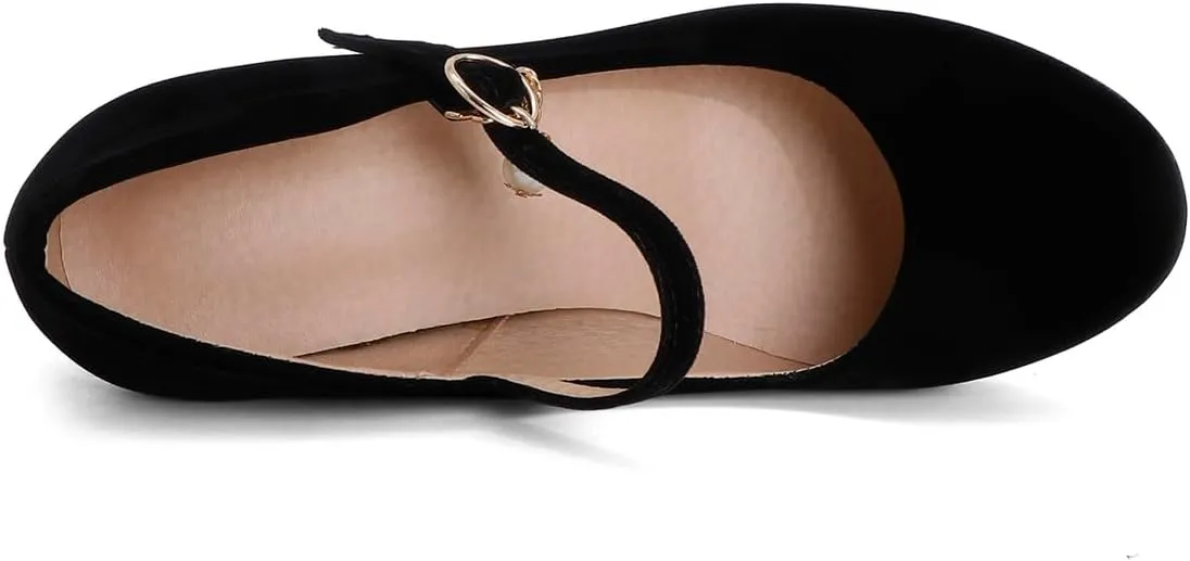 LISYIIZ Women's PS349 Closed Toe Tuxedo Dance Ballroom Suede Mid Wedge Pumps