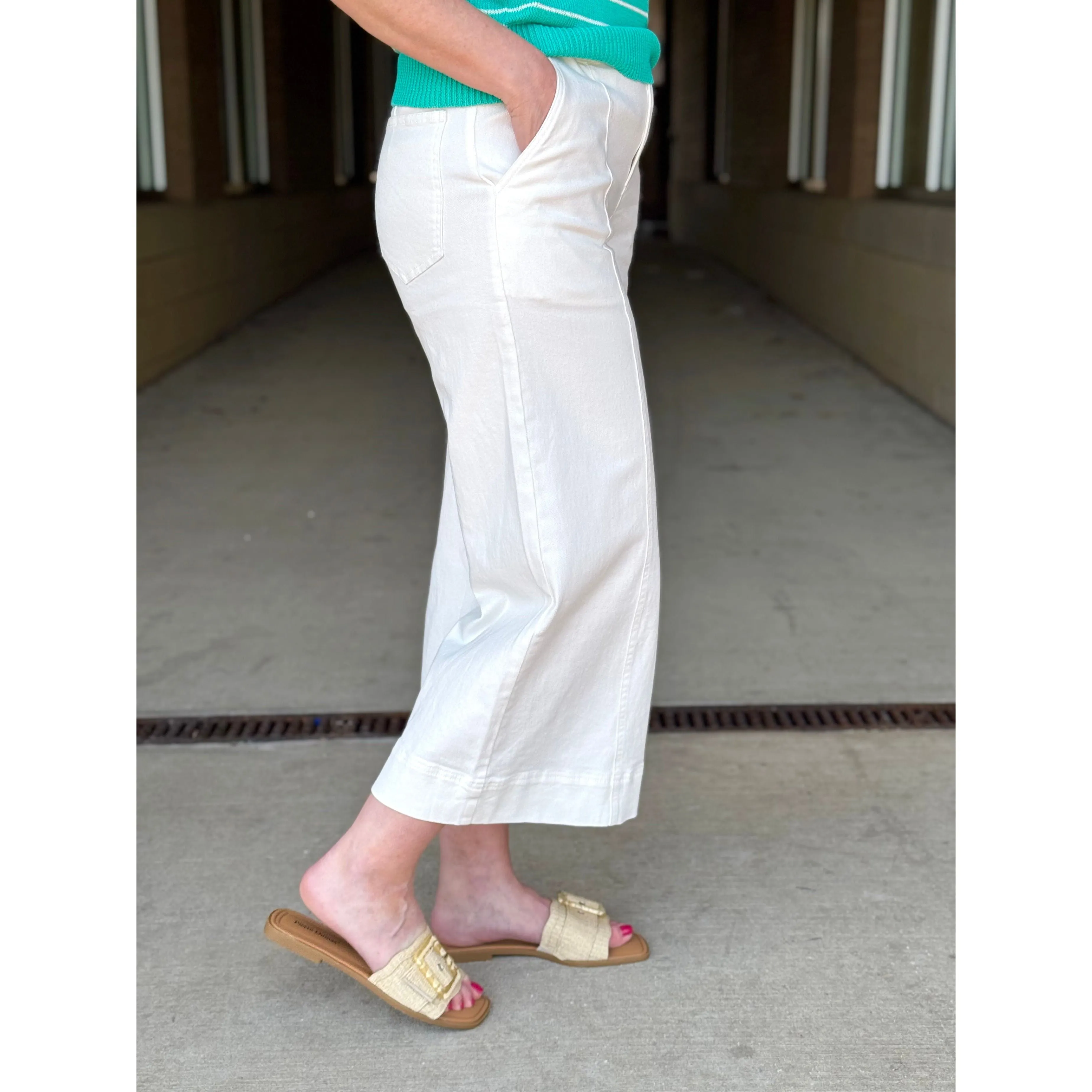 Lottie High Waisted Culotte Pants - Off White
