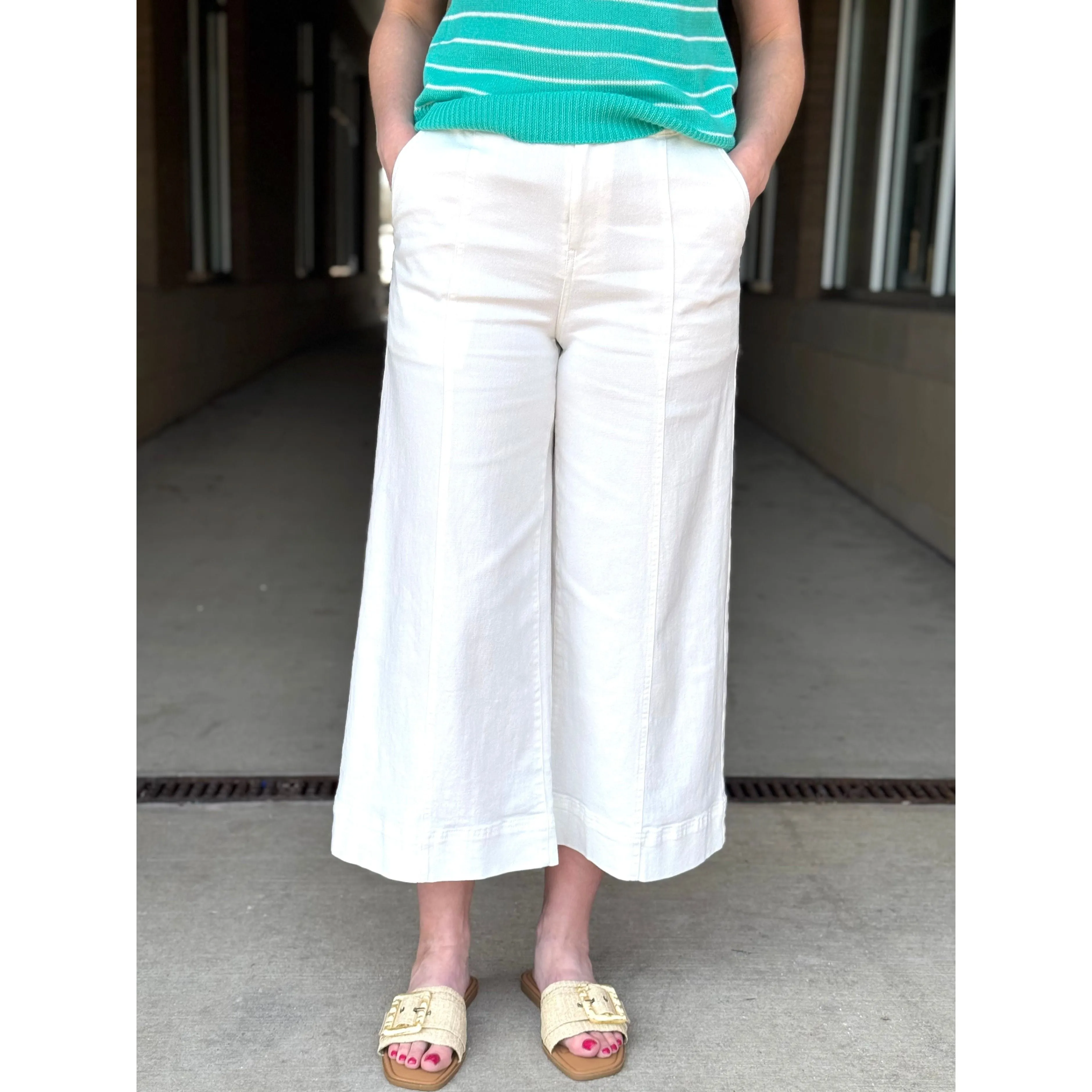Lottie High Waisted Culotte Pants - Off White