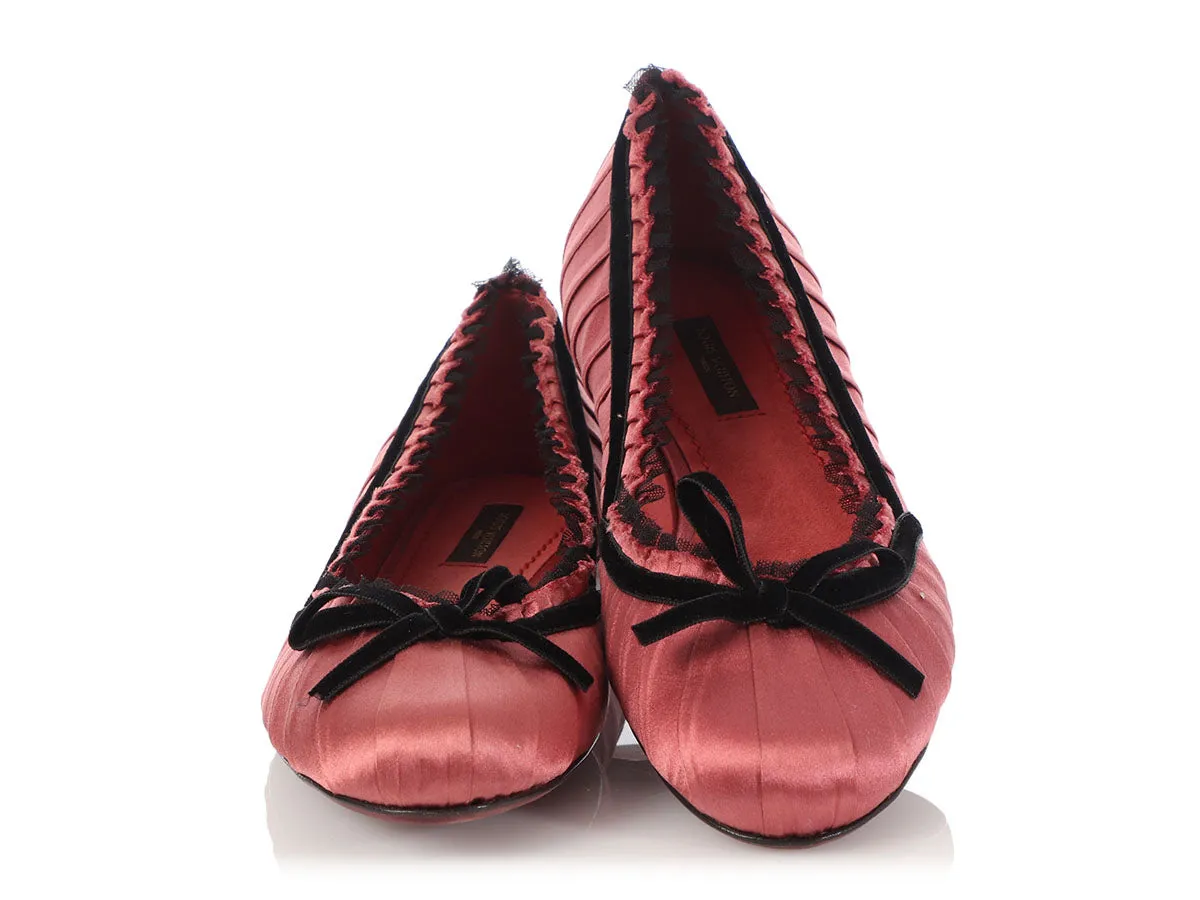 Louis Vuitton Pink Satin Balmoral Ballet Flats