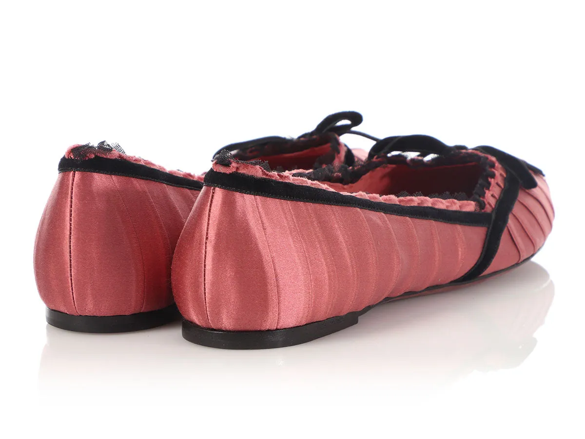 Louis Vuitton Pink Satin Balmoral Ballet Flats