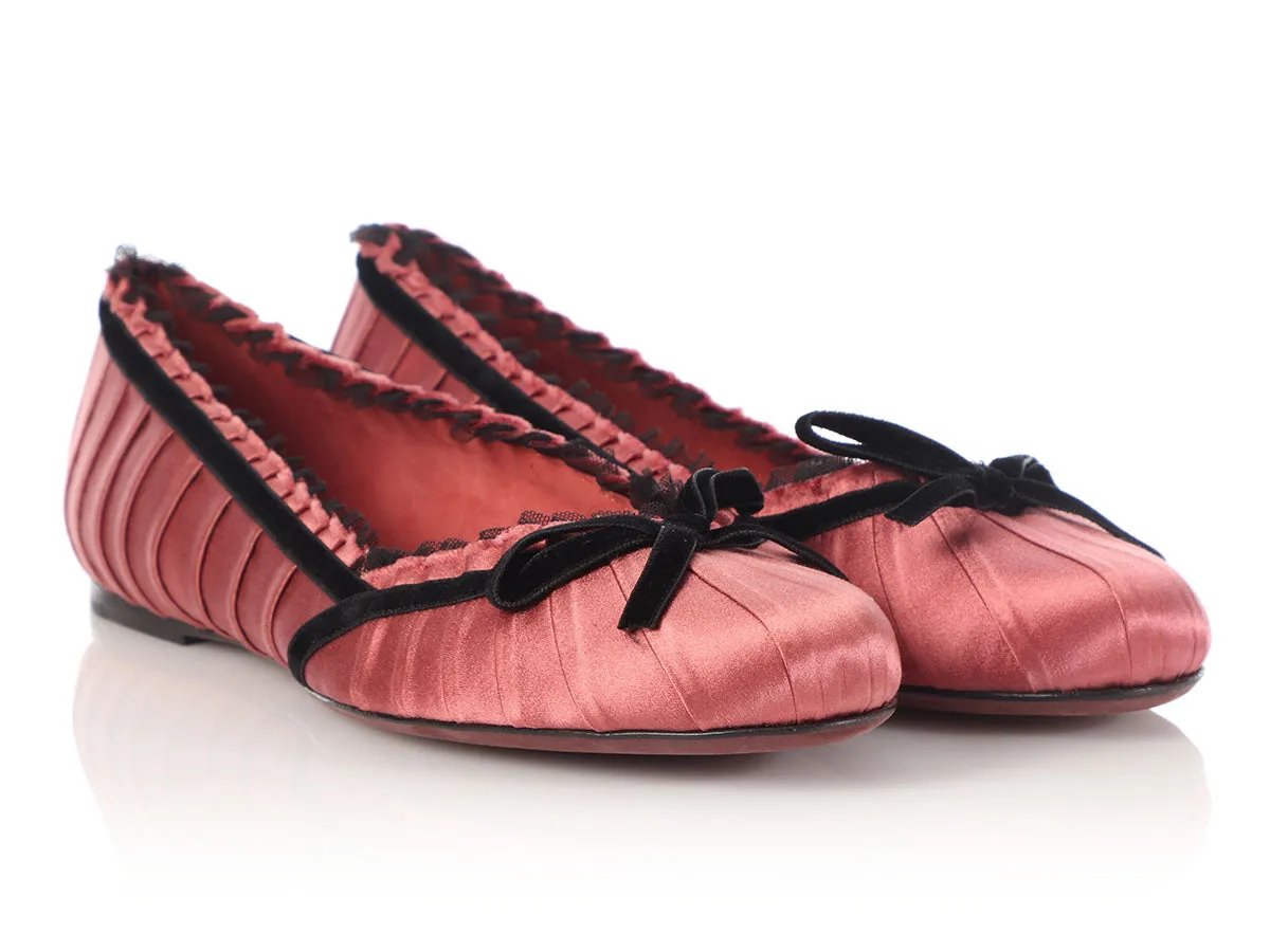 Louis Vuitton Pink Satin Balmoral Ballet Flats