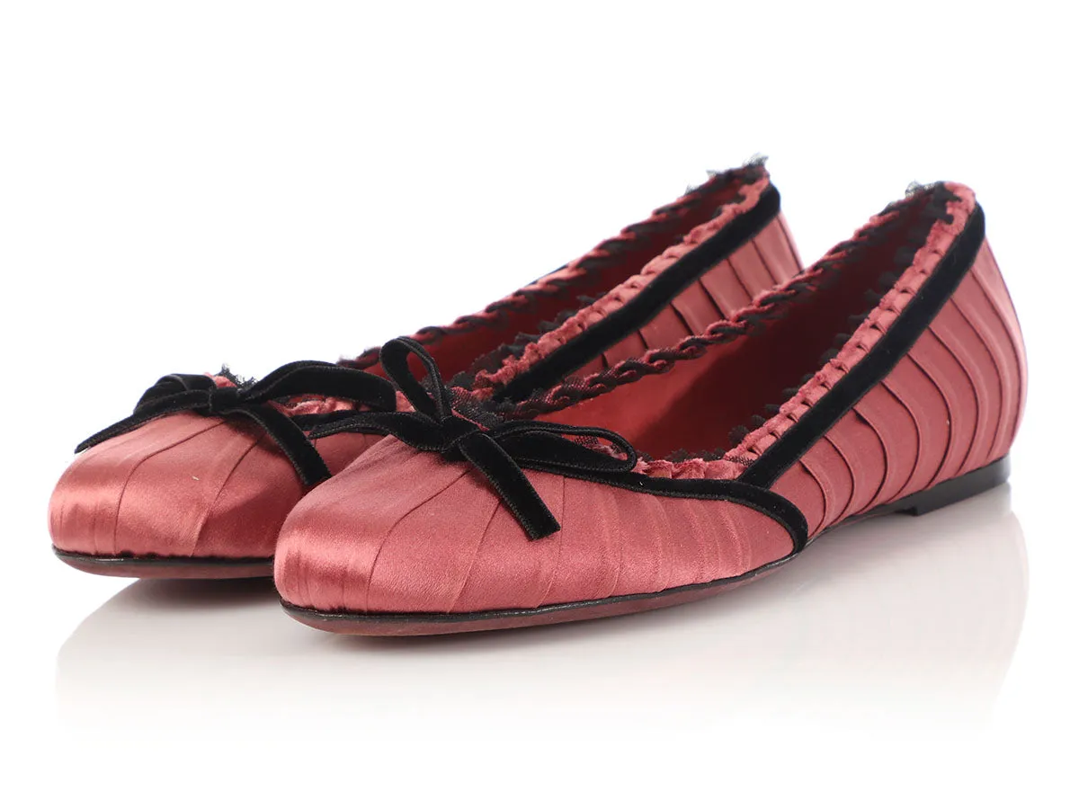 Louis Vuitton Pink Satin Balmoral Ballet Flats