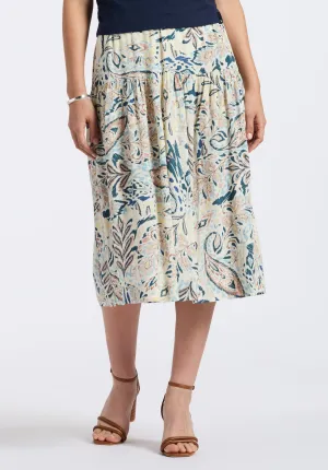 Lupita Women's Floral Print Tiered Midi Skirt, Paisley - WS0016P