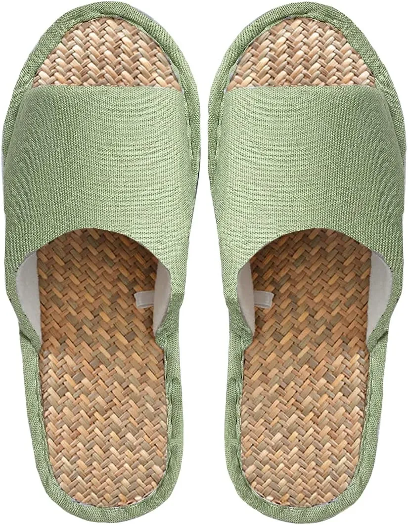 MAGILONA Women Mens Unisex Washable Cotton Open-Toe Home Slippers Indoor Shoes Casual Flax Soft Non-Slip Sole Shoes