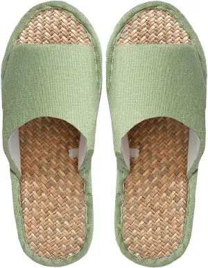 MAGILONA Women Mens Unisex Washable Cotton Open-Toe Home Slippers Indoor Shoes Casual Flax Soft Non-Slip Sole Shoes