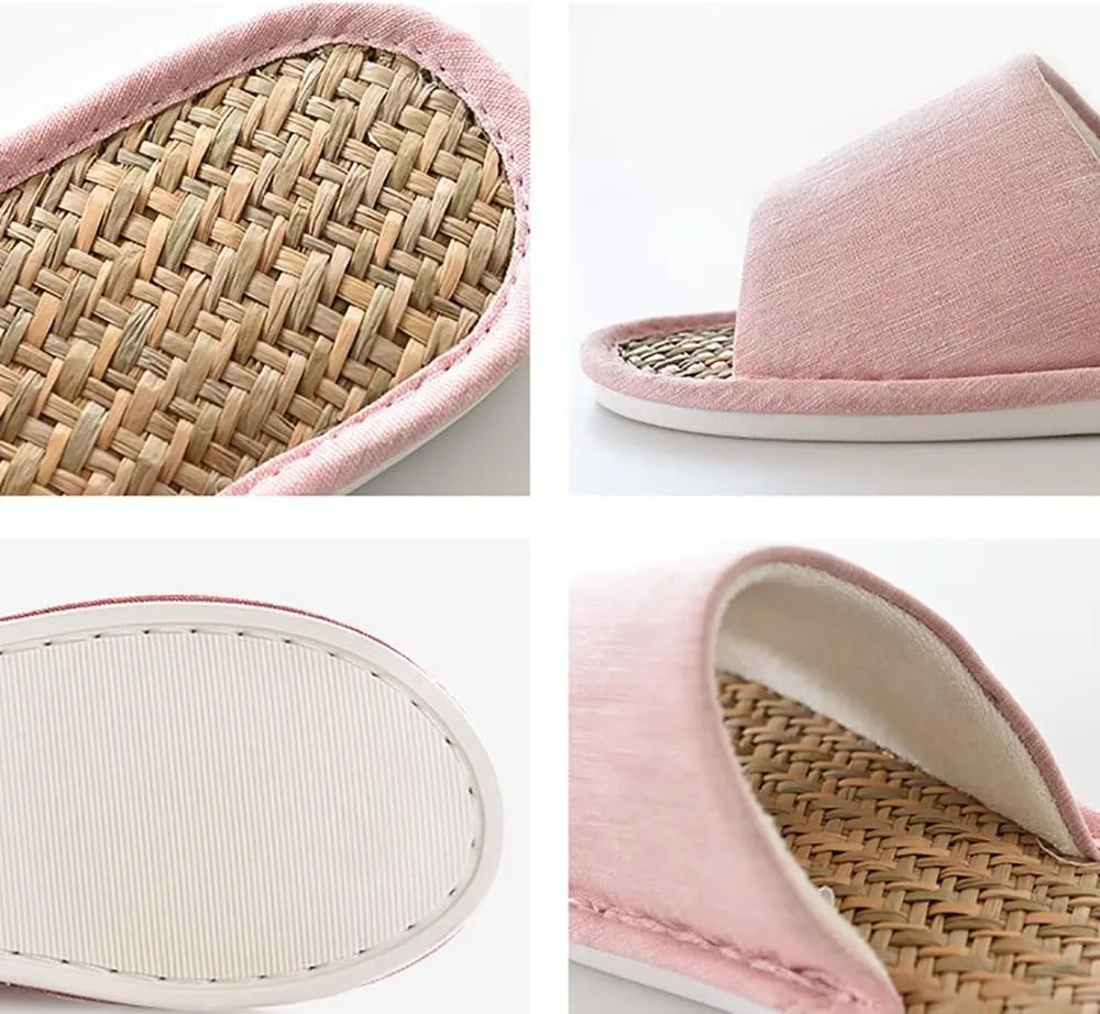 MAGILONA Women Mens Unisex Washable Cotton Open-Toe Home Slippers Indoor Shoes Casual Flax Soft Non-Slip Sole Shoes