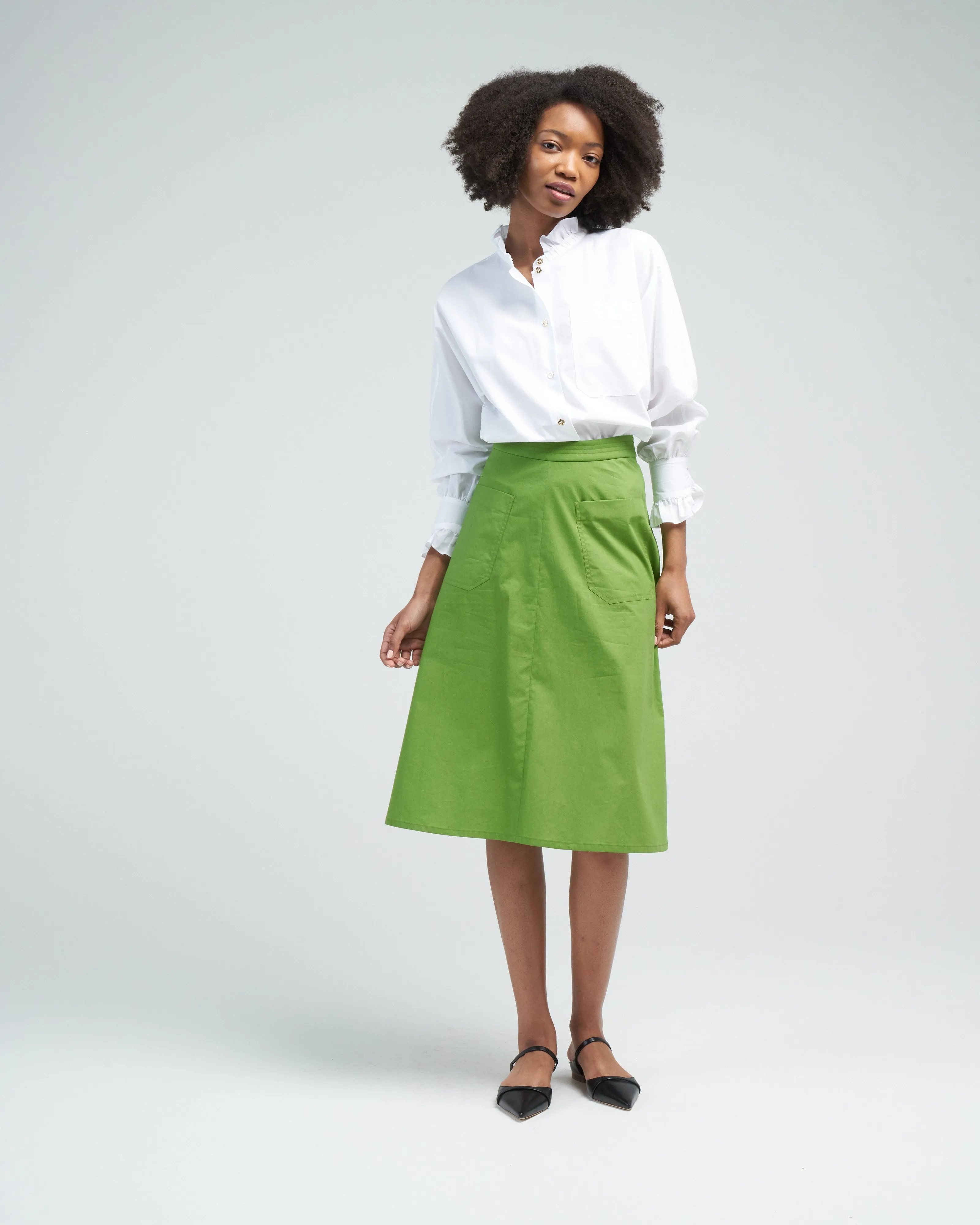 memoir 2 button front dolman sleeve - white