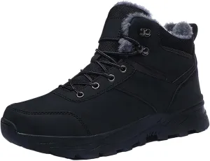 Men Work Boots Slip On Hiking Sneakers Shoes with Fur Lined Working Shoes for Women with Zipper Lightweight Outdoor Botas Mid Ankle Work Casual Hike Grounded Footwear