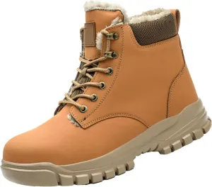 Mens Work Boots Composite Hiking Sneakers Warm Fur Lined Safety Toe Shoes for Women Soft Toe Composite Safety Toe Waterproof Industrial Casual Hike Grounded Footwear