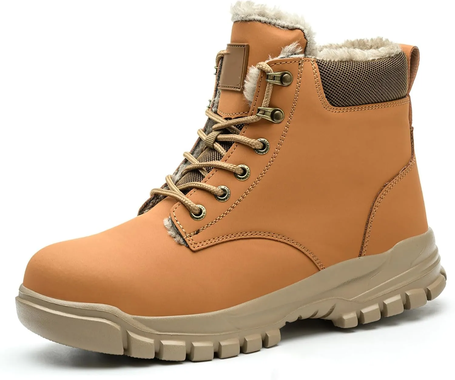 Mens Work Boots Composite Hiking Sneakers Warm Fur Lined Safety Toe Shoes for Women Soft Toe Composite Safety Toe Waterproof Industrial Casual Hike Grounded Footwear