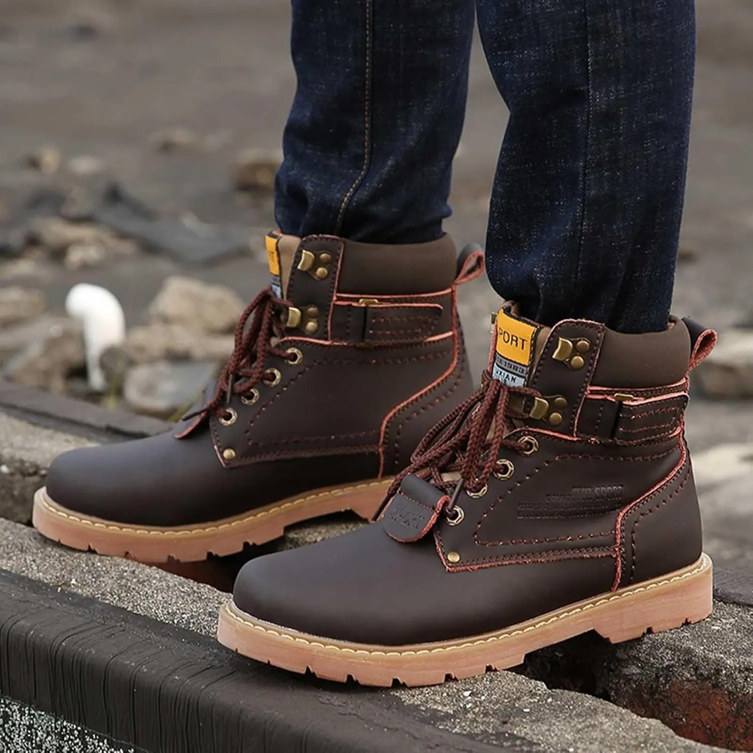 Men's Work Boots Slip On Hiking Sneakers Shoes Warm Women's Safety Shoes Business Casual Platform Sneakers Lightweight Safety Hike Grounded Footwear