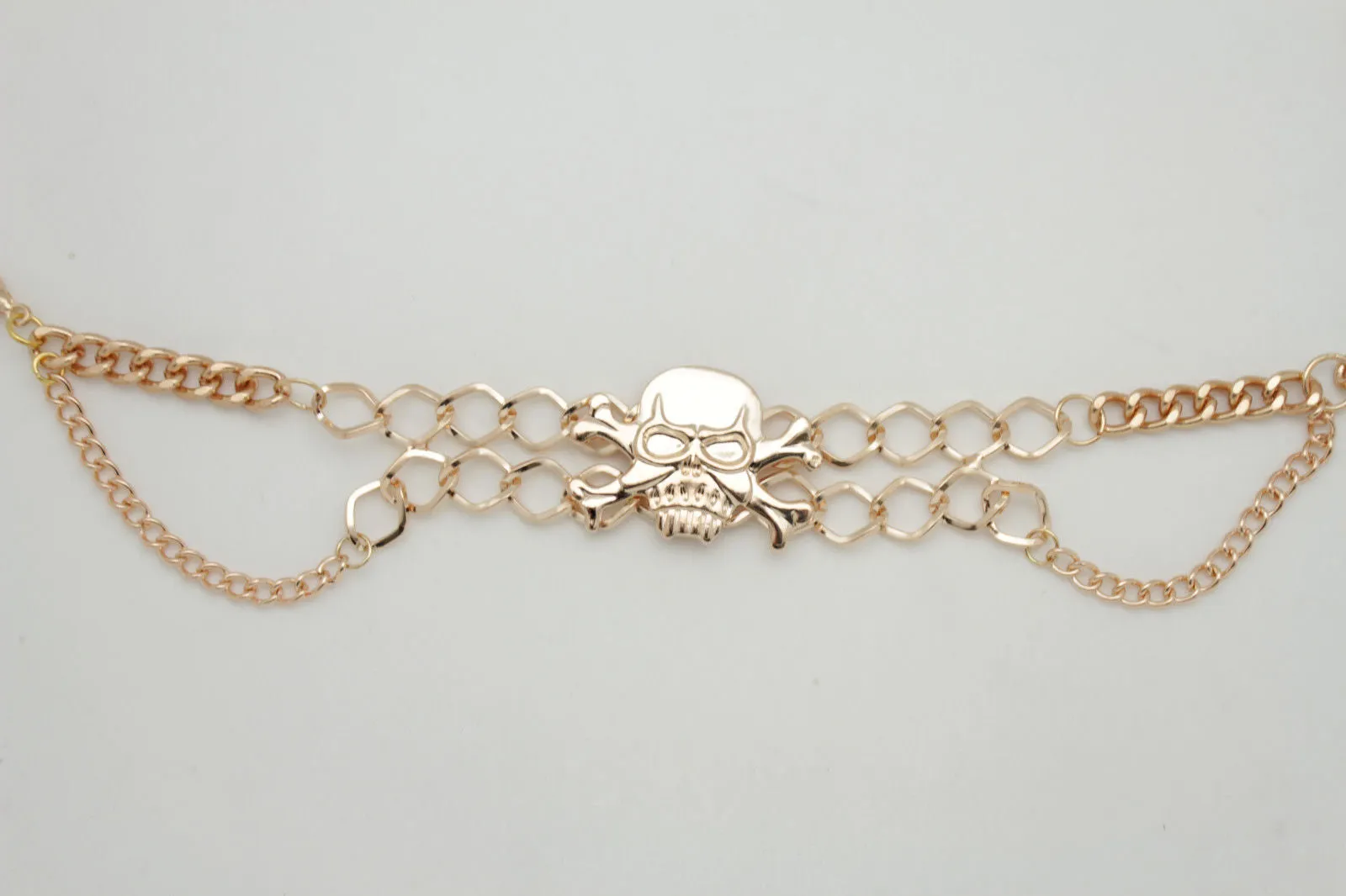 Metal Boot Bracelet Chains Skull Skeleton Bling Anklet Charm Heels