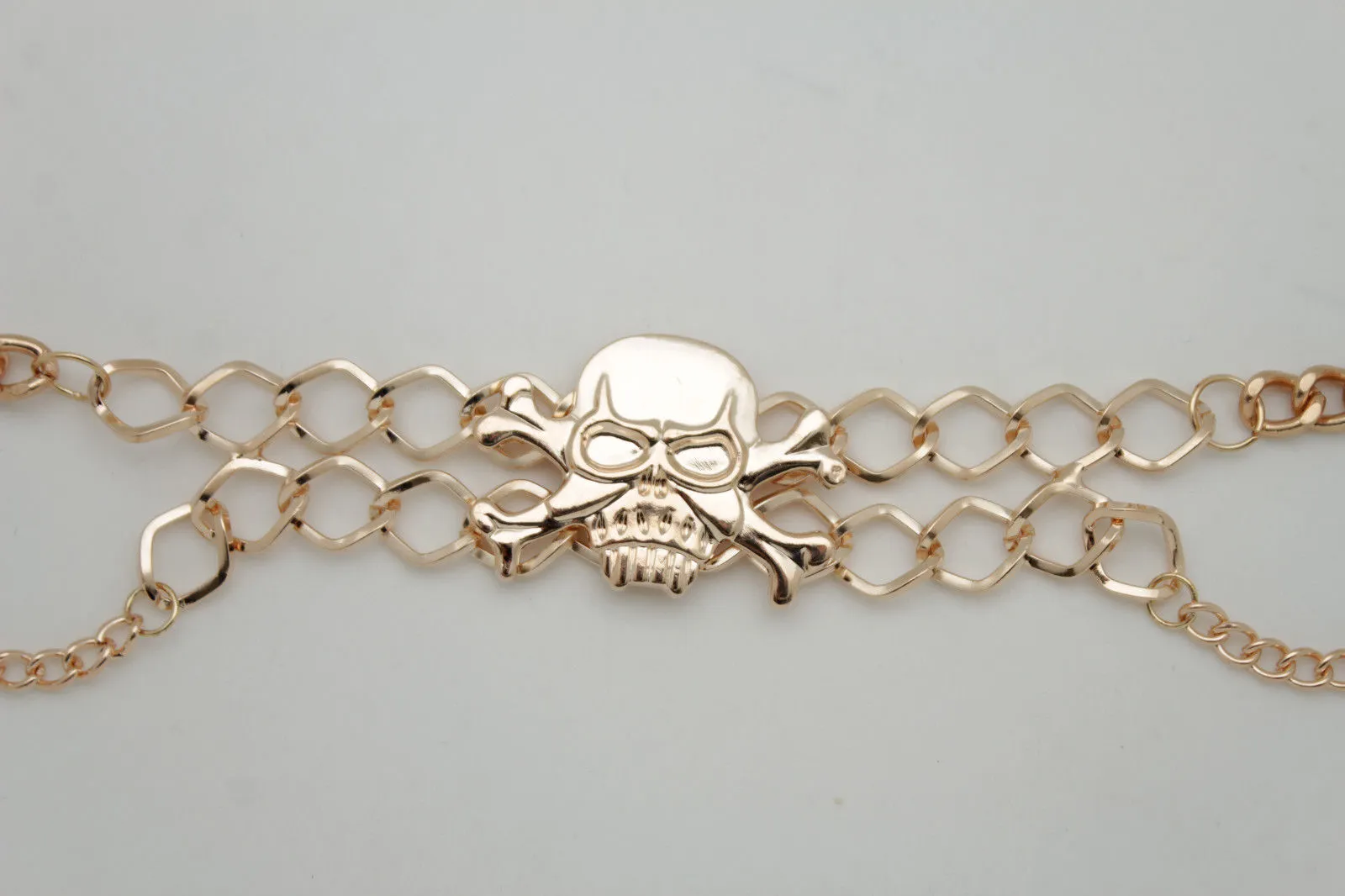 Metal Boot Bracelet Chains Skull Skeleton Bling Anklet Charm Heels