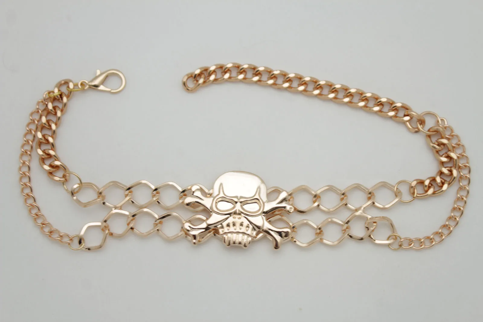 Metal Boot Bracelet Chains Skull Skeleton Bling Anklet Charm Heels