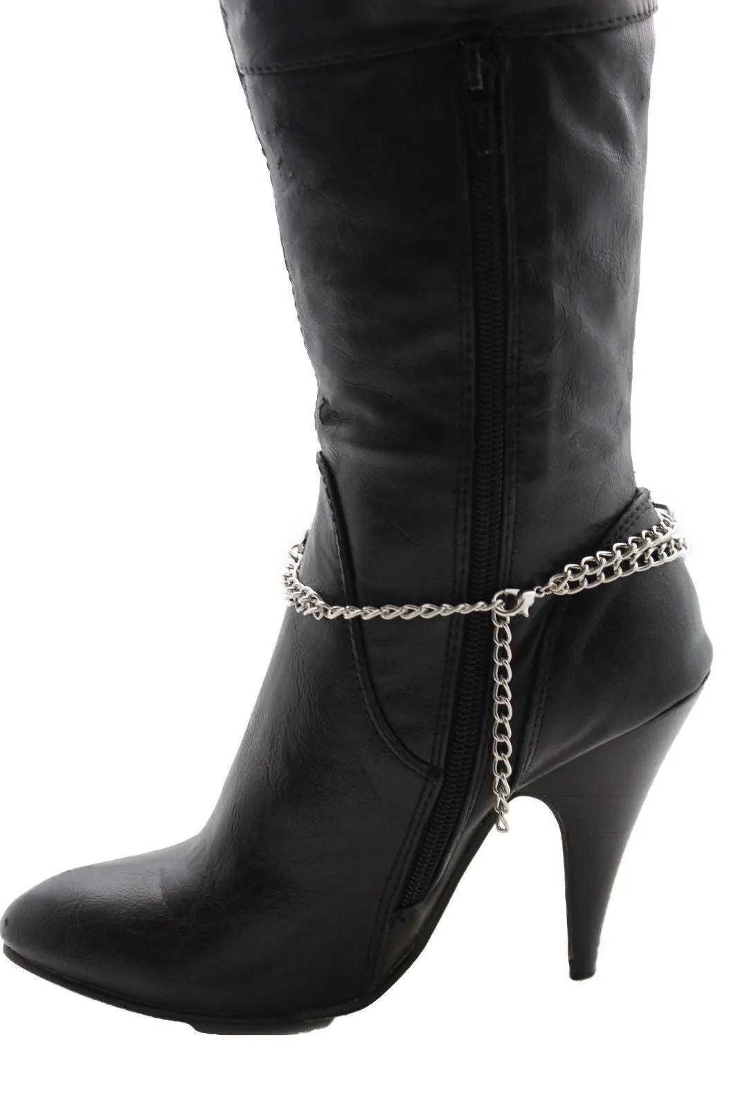 Metal Boot Bracelet Chains Skull Skeleton Bling Anklet Charm Heels