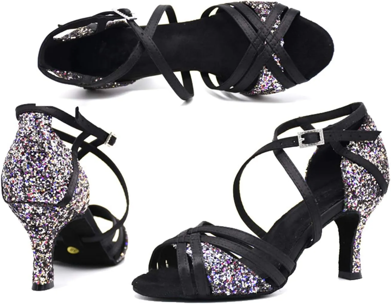 Minishion Women's Fashion Latin Colorful Dance Shoes Evening Sandals