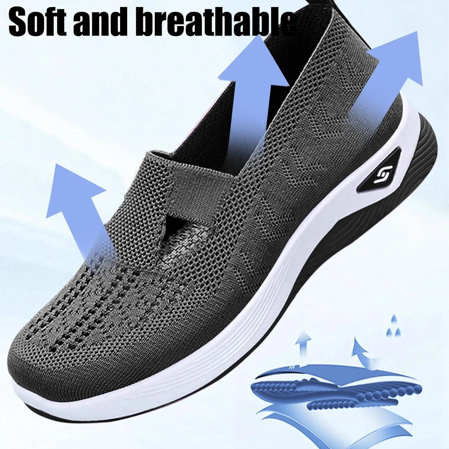 Orthopedic Shoes for WomenBreathable Comfort Wear Orthowear Walking ShoesCushionaire Wide Width Sneakers Diabetic Arch Support Sneakers Soft Slip On Shoe Comfortable