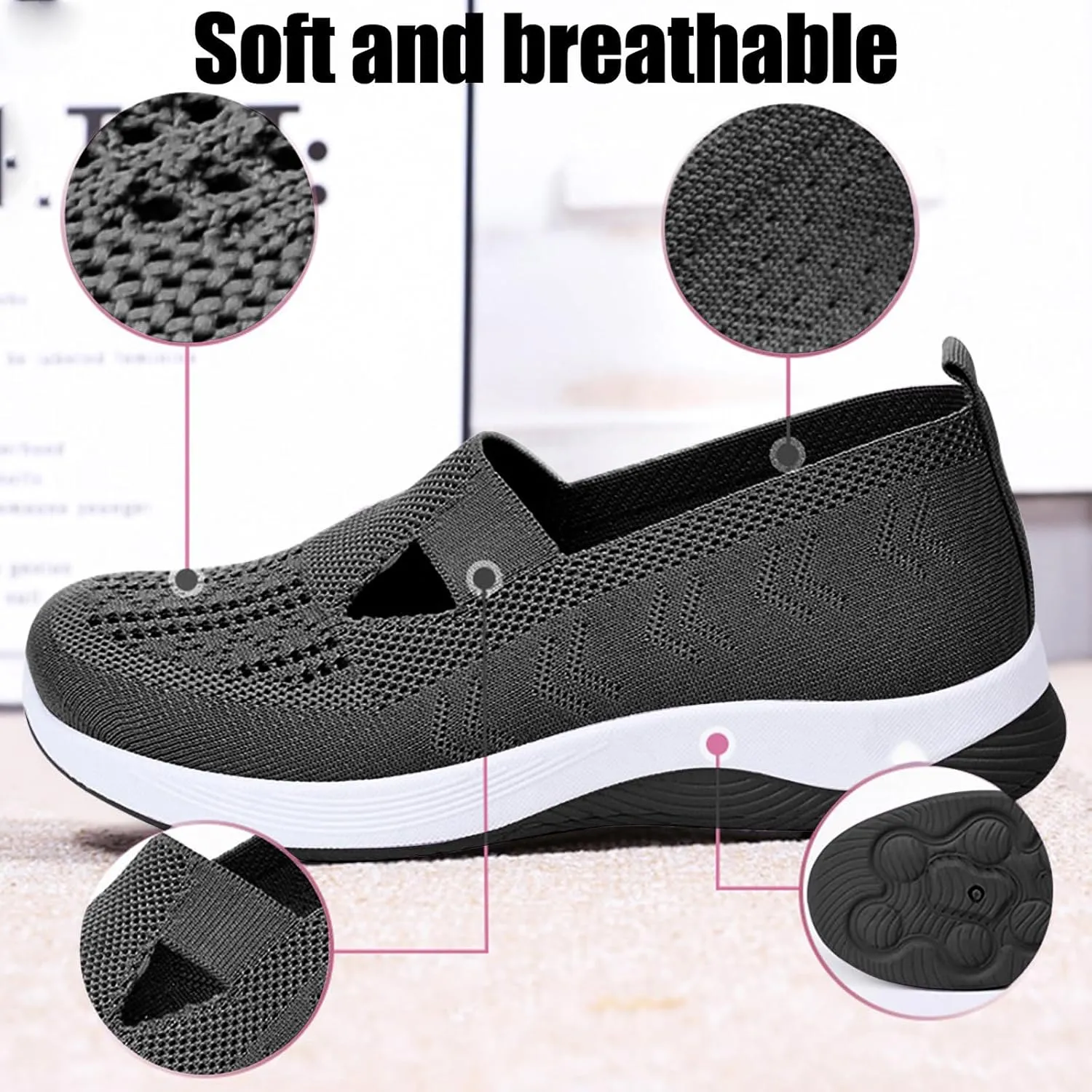 Orthopedic Shoes for WomenBreathable Comfort Wear Orthowear Walking ShoesCushionaire Wide Width Sneakers Diabetic Arch Support Sneakers Soft Slip On Shoe Comfortable