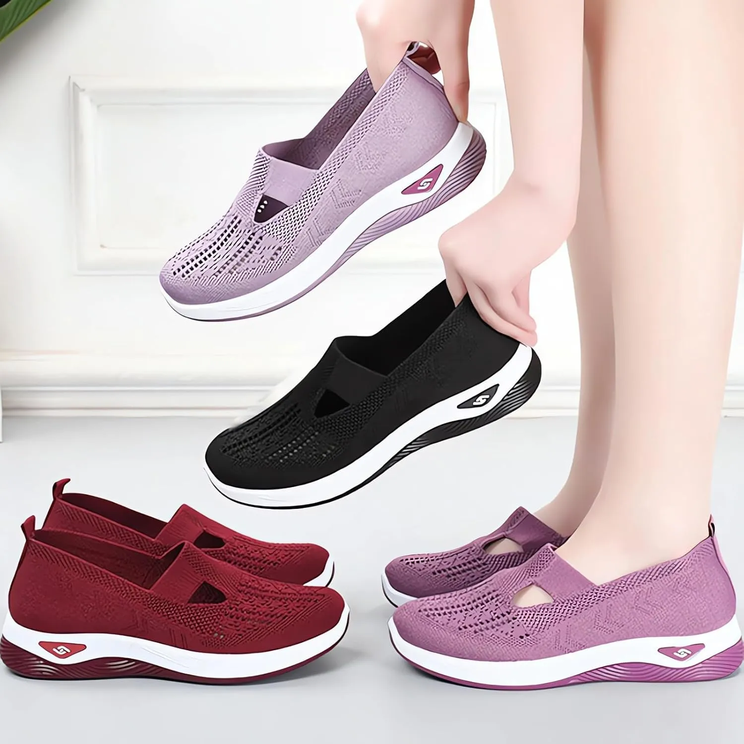 Orthopedic Shoes for WomenBreathable Comfort Wear Orthowear Walking ShoesCushionaire Wide Width Sneakers Diabetic Arch Support Sneakers Soft Slip On Shoe Comfortable