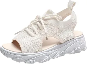 Orthopedic Wedge Sandals for Women Non Slip Cutout Lace-Up Muffin Sandals for Women Recovery Sport Outdoor Hiking Water Sandal Comfortable Outdoor Shoes
