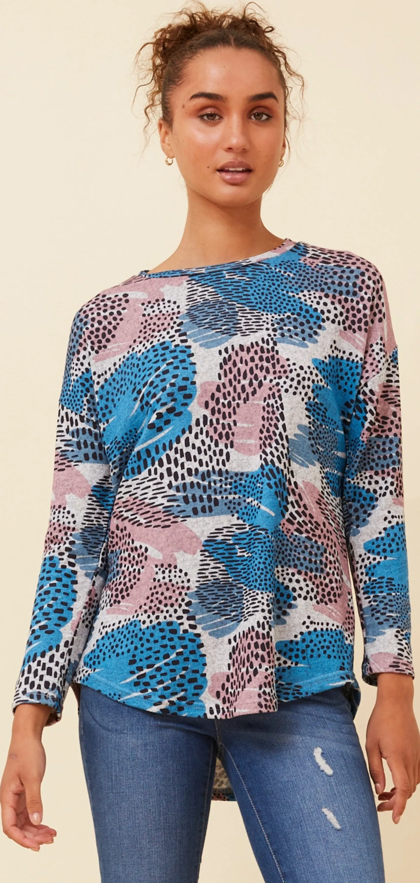 Paige Abstract Top Multi Blue
