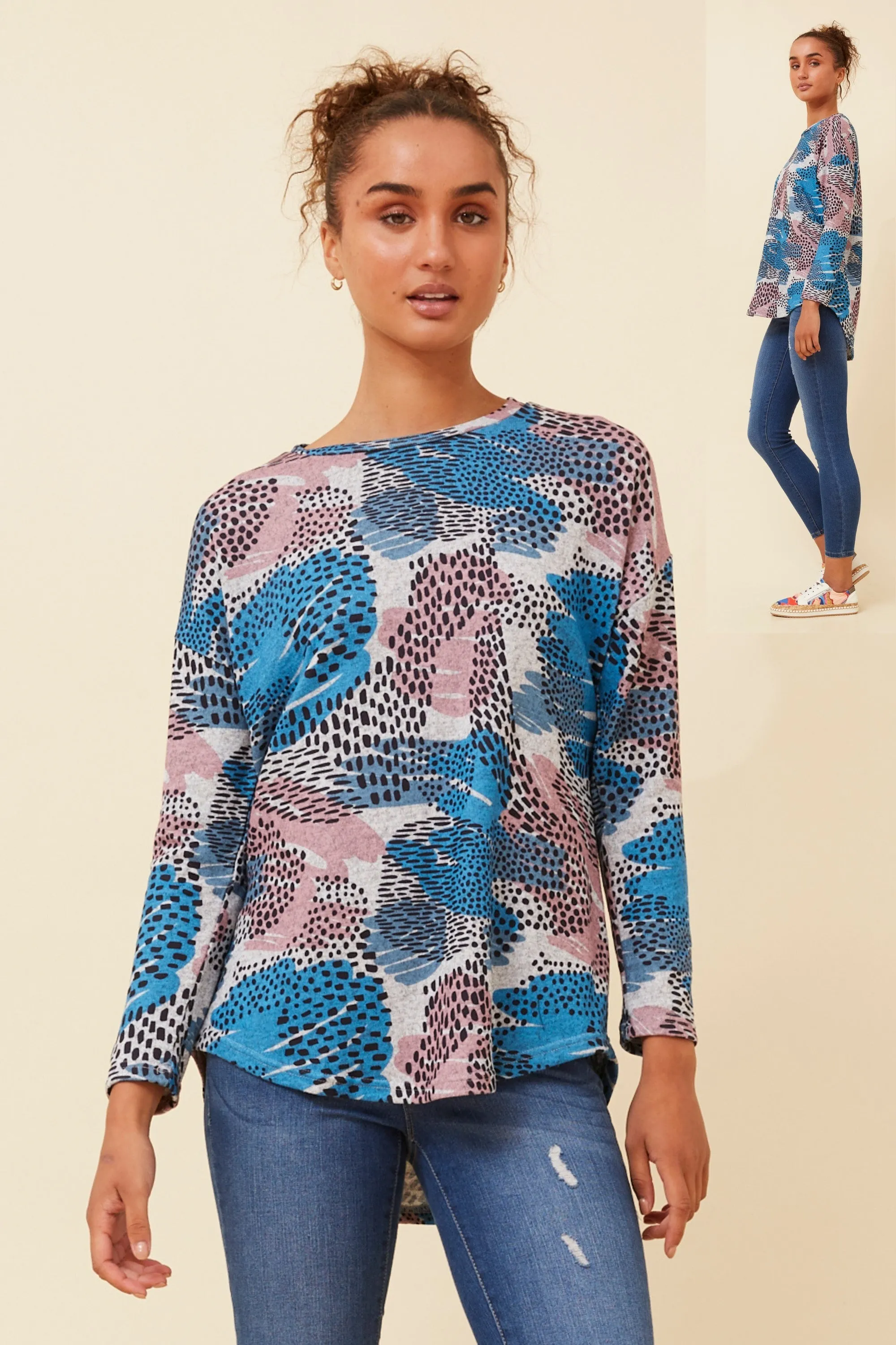 Paige Abstract Top Multi Blue