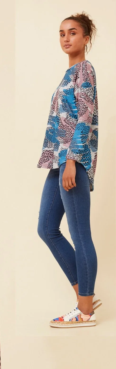 Paige Abstract Top Multi Blue