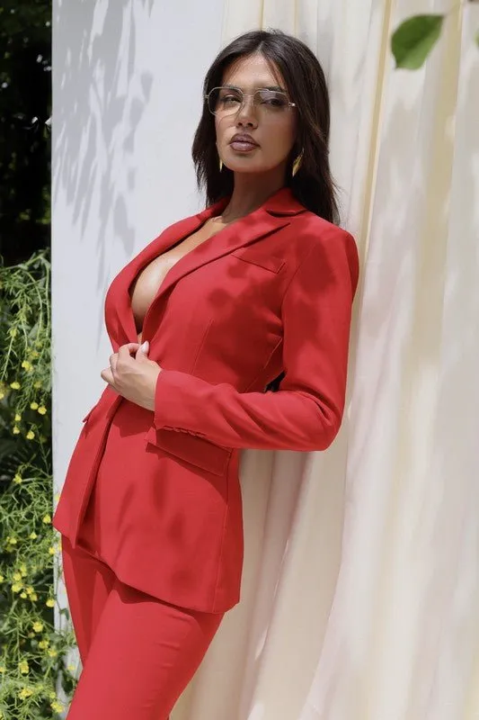 Red Ansel Red Pant Blazer Set