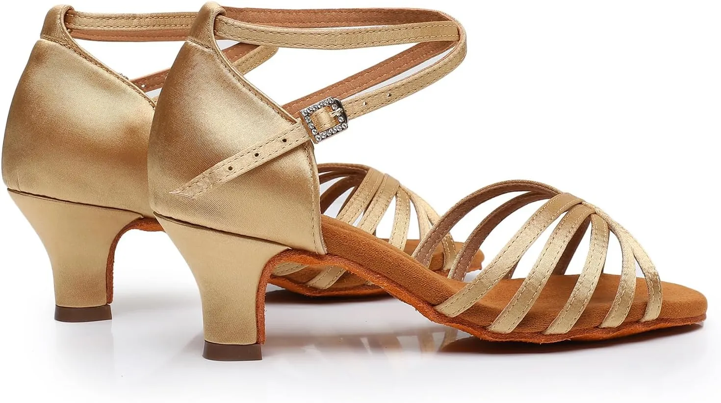 Rosefinch Women's Latin Dance Shoes Satin Professional Ballroom Salsa Practice Performance Wedding Dancing Shoes