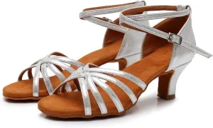 Rosefinch Women's Latin Dance Shoes Satin Professional Ballroom Salsa Practice Performance Wedding Dancing Shoes