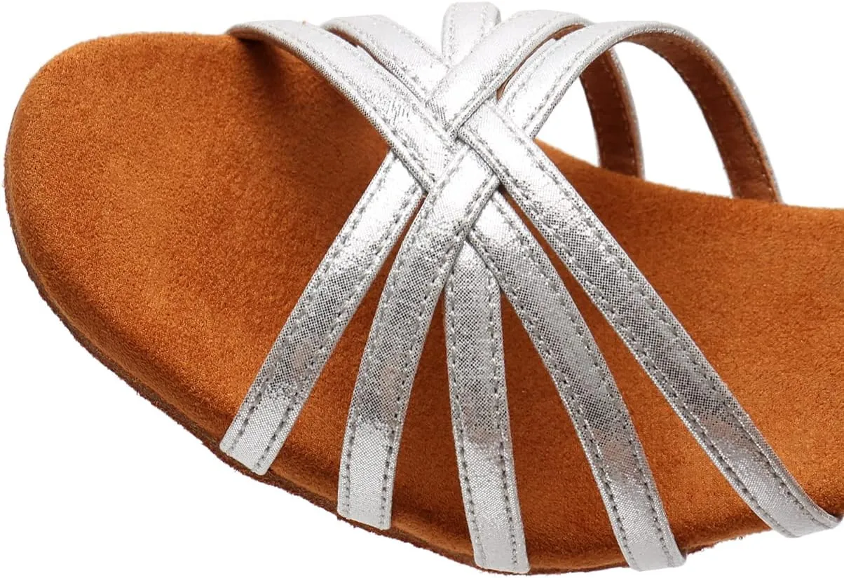 Rosefinch Women's Latin Dance Shoes Satin Professional Ballroom Salsa Practice Performance Wedding Dancing Shoes