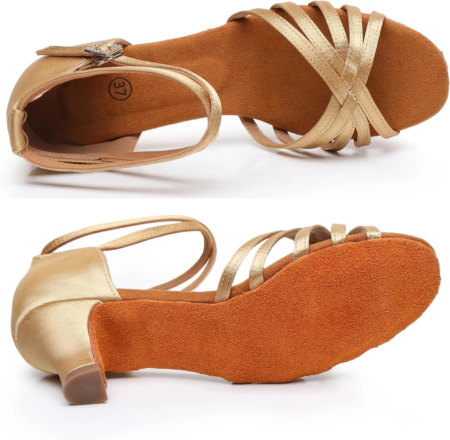 Rosefinch Women's Latin Dance Shoes Satin Professional Ballroom Salsa Practice Performance Wedding Dancing Shoes