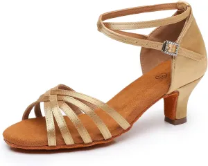 Rosefinch Women's Latin Dance Shoes Satin Professional Ballroom Salsa Practice Performance Wedding Dancing Shoes