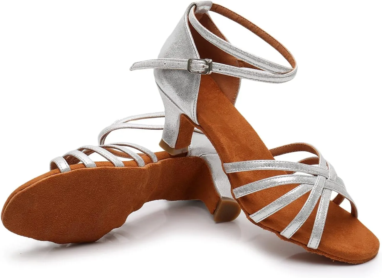 Rosefinch Women's Latin Dance Shoes Satin Professional Ballroom Salsa Practice Performance Wedding Dancing Shoes