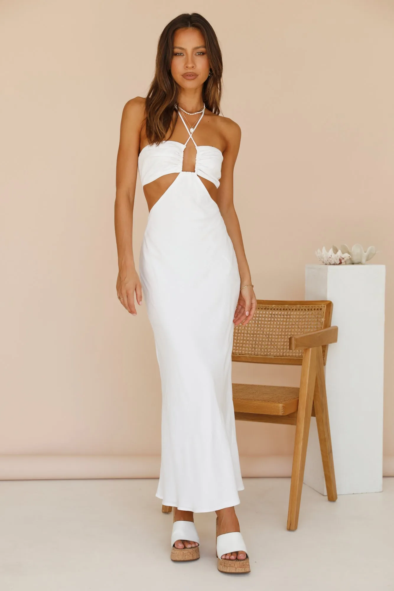 RUNAWAY THE LABEL Etta Midi Dress White