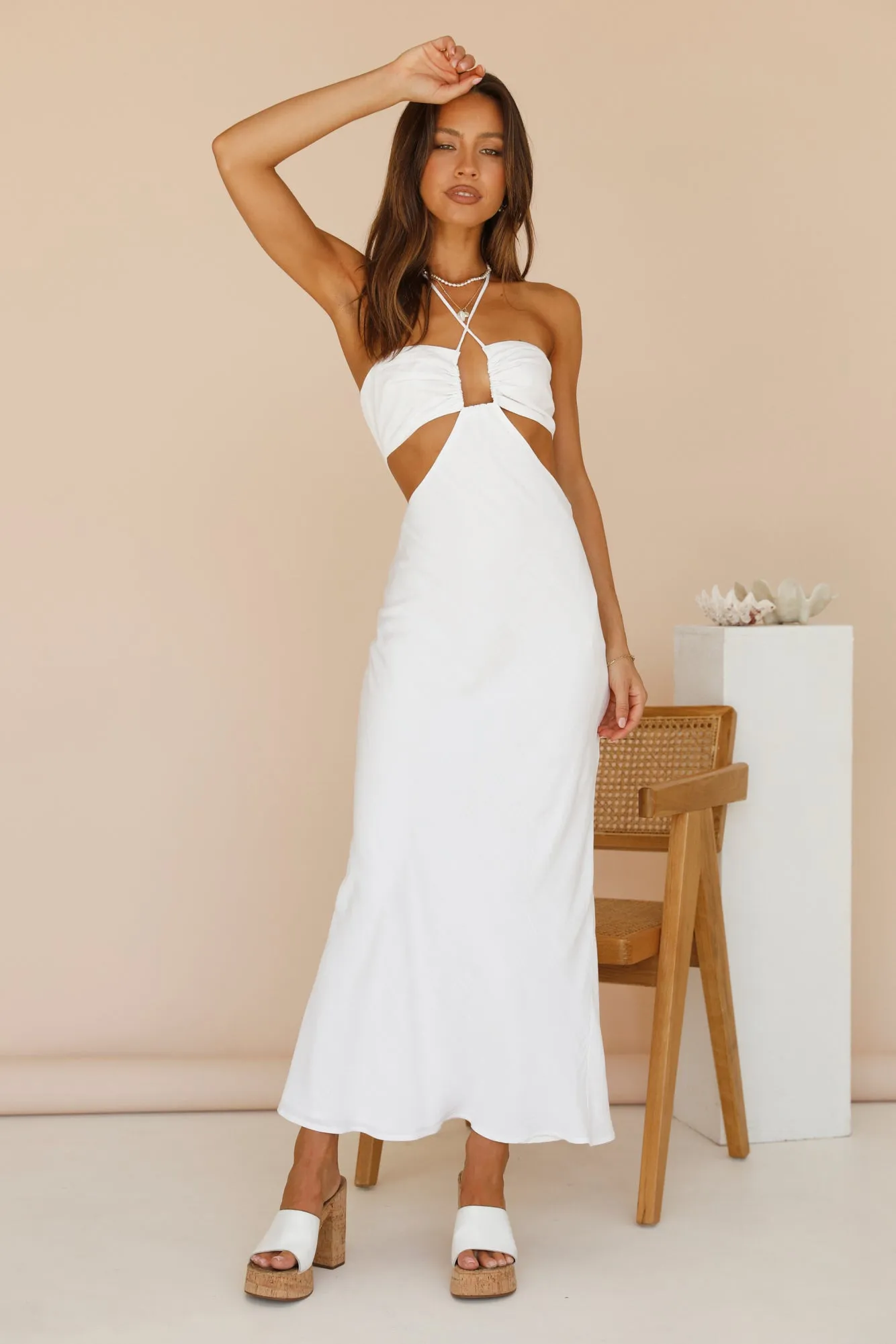 RUNAWAY THE LABEL Etta Midi Dress White