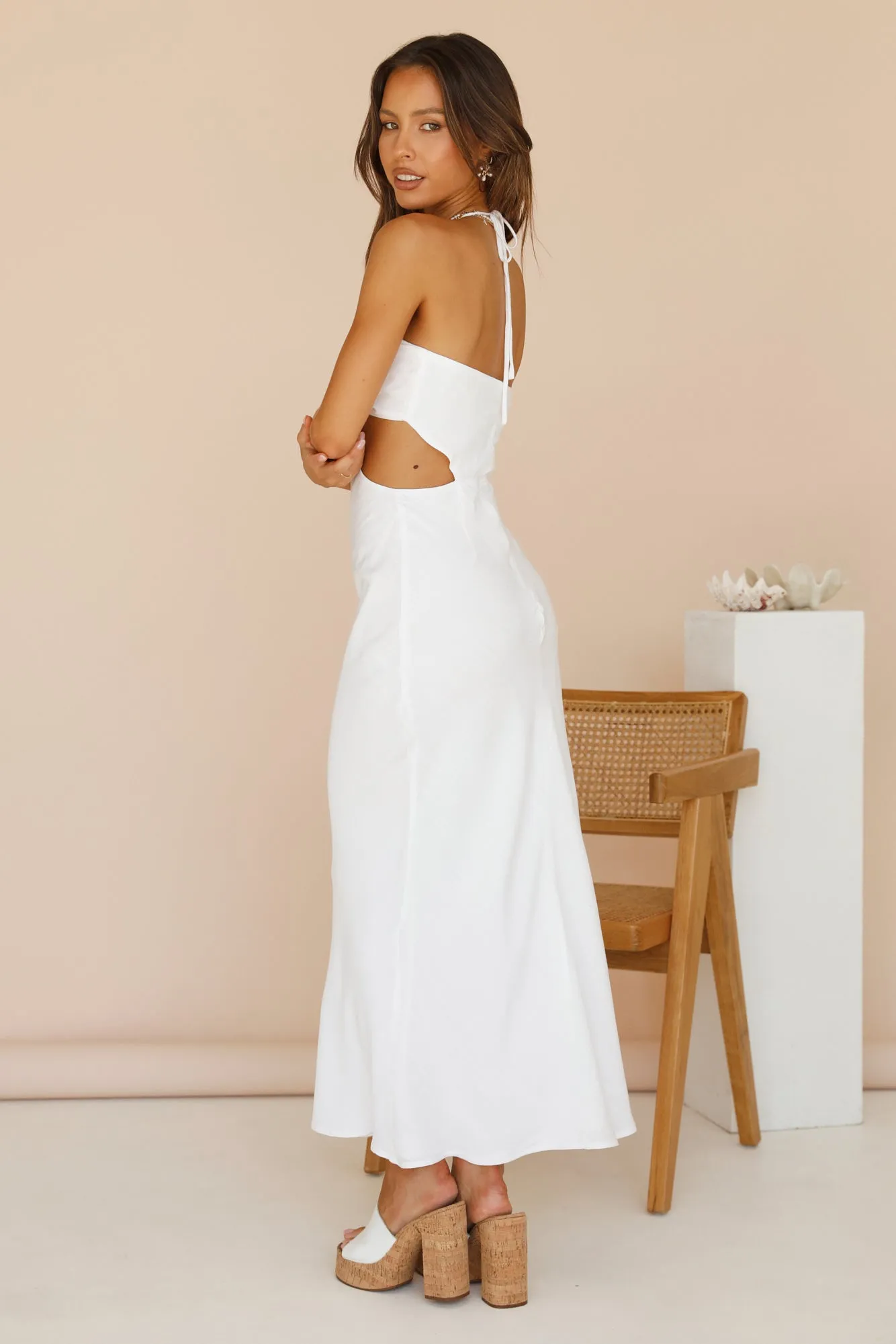 RUNAWAY THE LABEL Etta Midi Dress White