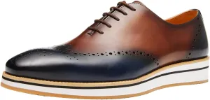 Santimon Men's Oxfords Business Casual Formal Dress Shoes Wingtip Boys Leather Sneakers Walking Shoes for Men