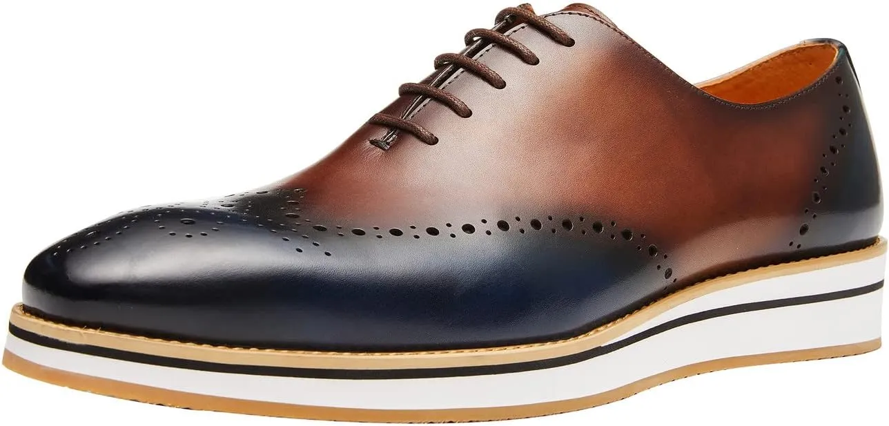 Santimon Men's Oxfords Business Casual Formal Dress Shoes Wingtip Boys Leather Sneakers Walking Shoes for Men