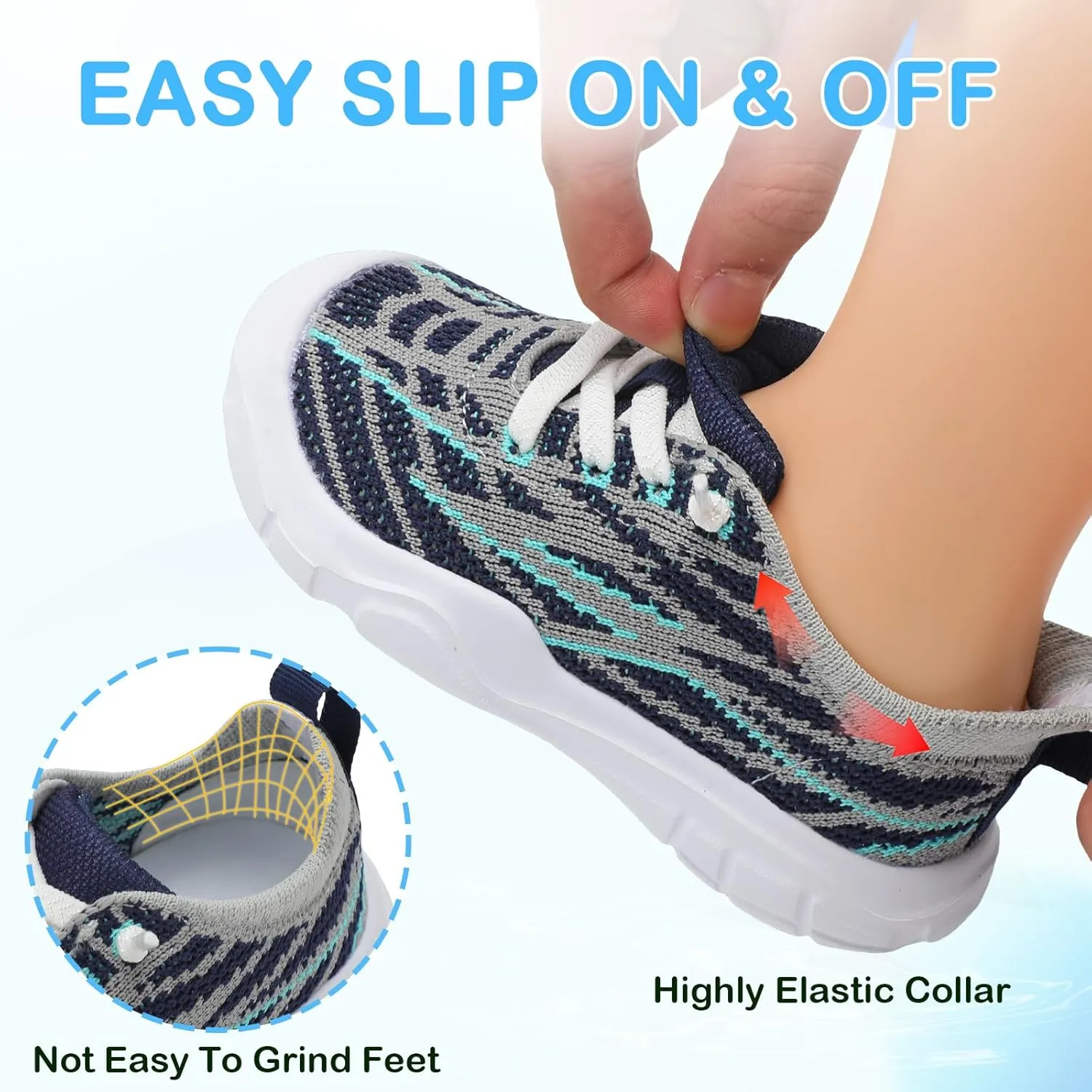 Scurtain Toddler Shoes Boys Girls Barefoot Shoes Kids Breathable Sneakers Slip on Toddler Sneakers