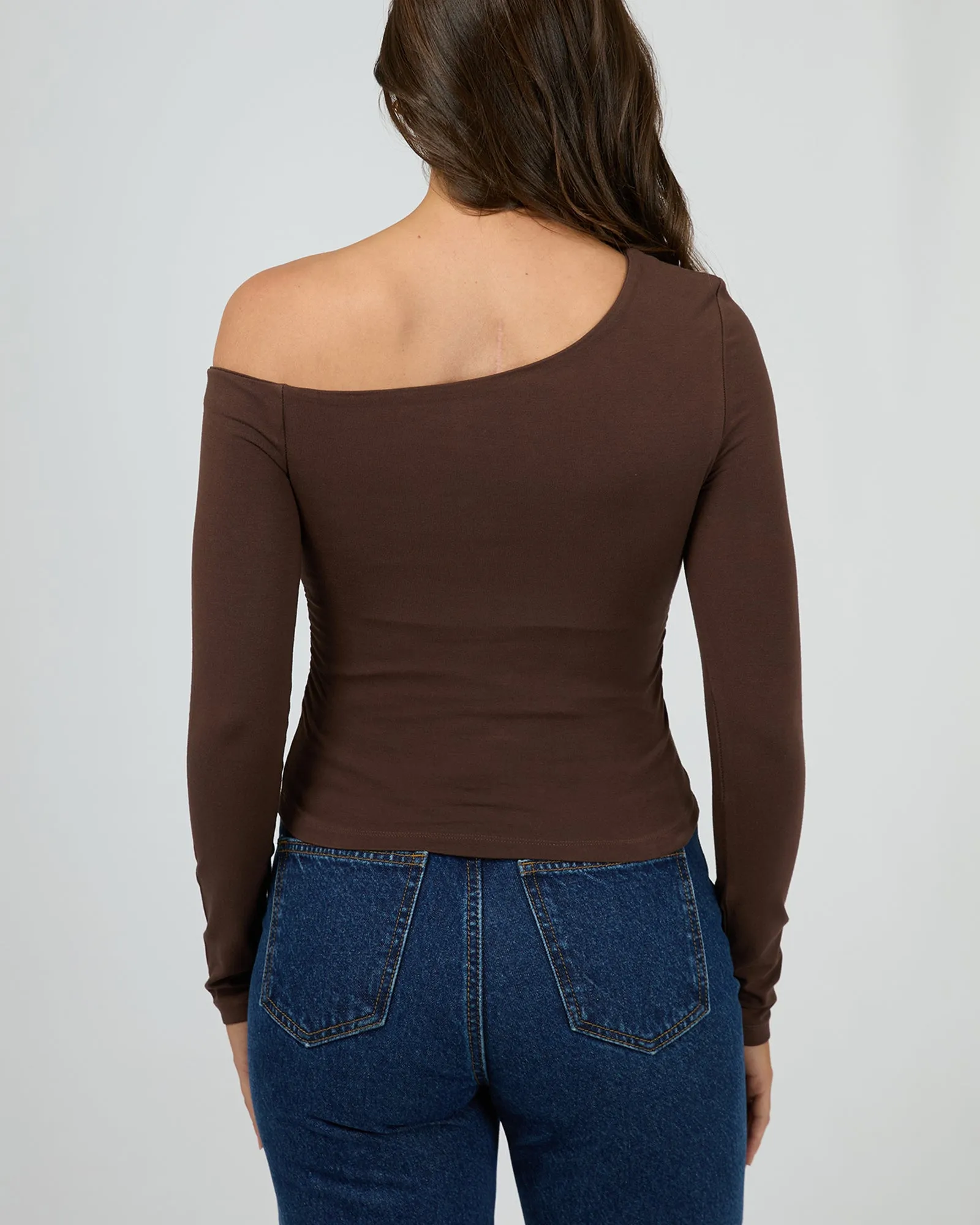 Silent Theory Evie Ruched Long Sleeve Chocolate