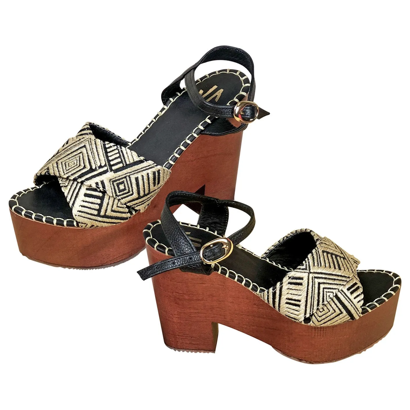Silvia Cobos SALENTO Ankle Strap Chunky Heels in Black