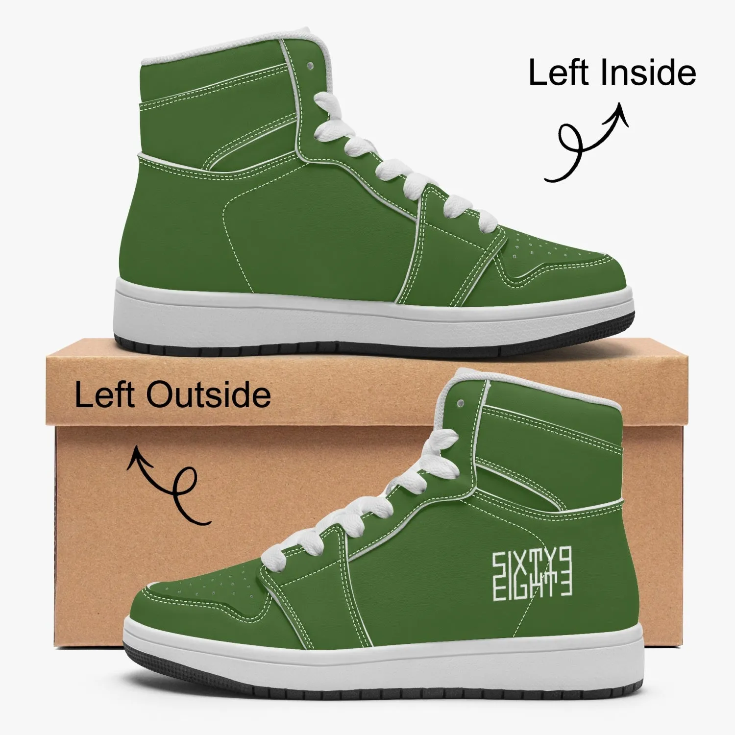 Sixty Eight 93 Logo White Forest Green Kids High-Top Shoes