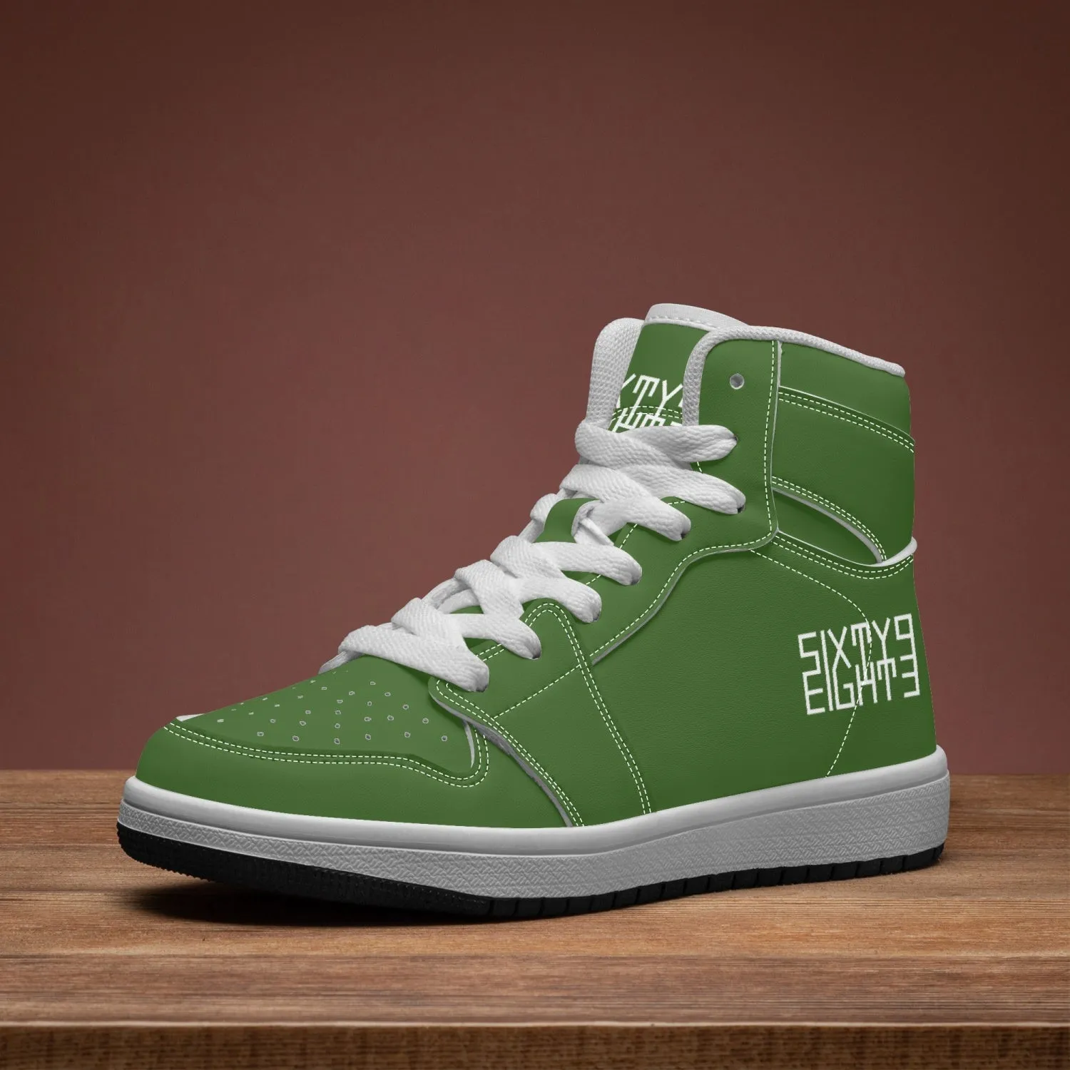 Sixty Eight 93 Logo White Forest Green Kids High-Top Shoes