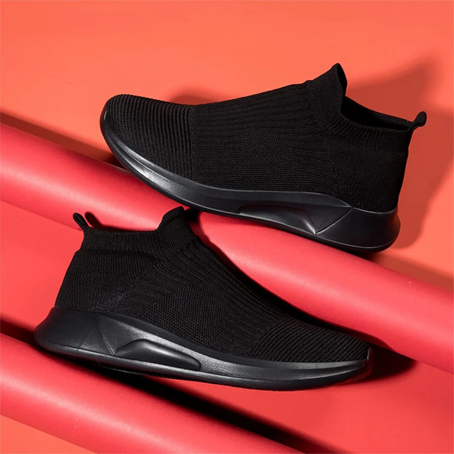 Slip On Sock Shoes for Men Fashion Fly Woven Mesh Sports Shoes Lightweight Soft Flat Bottom Hiking Sneakers