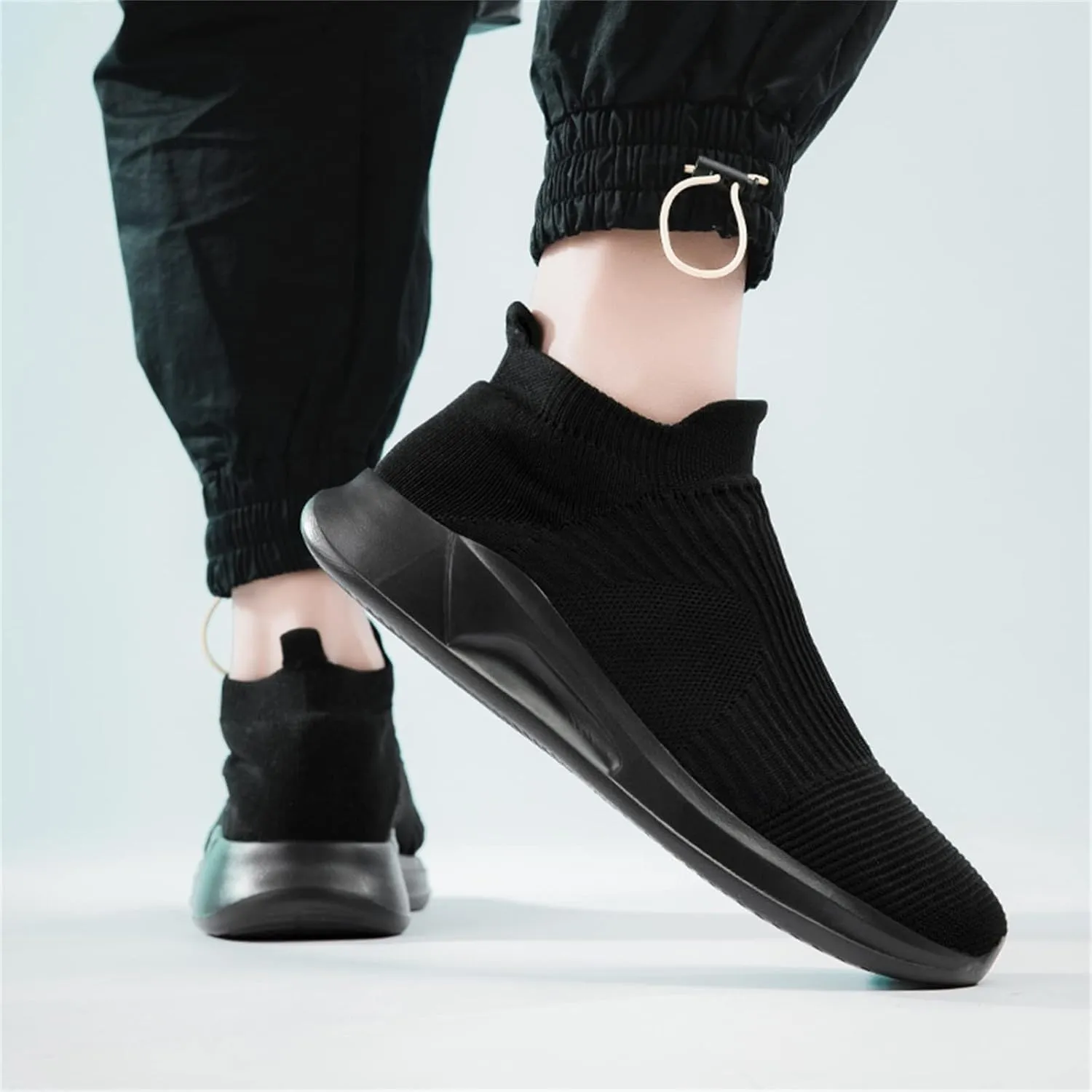 Slip On Sock Shoes for Men Fashion Fly Woven Mesh Sports Shoes Lightweight Soft Flat Bottom Hiking Sneakers